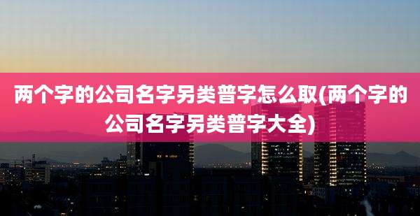 两个字的公司名字另类普字怎么取(两个字的公司名字另类普字大全)