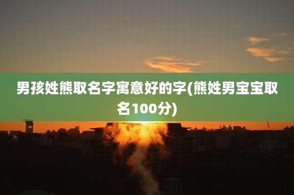 男孩姓熊取名字寓意好的字(熊姓男宝宝取名100分)