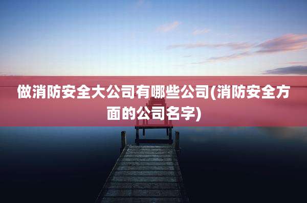 做消防安全大公司有哪些公司(消防安全方面的公司名字)