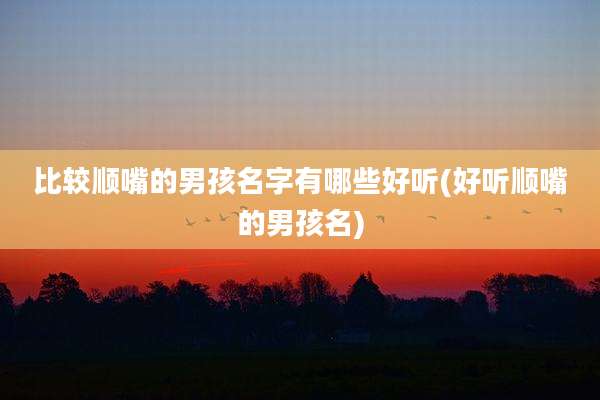 比较顺嘴的男孩名字有哪些好听(好听顺嘴的男孩名)