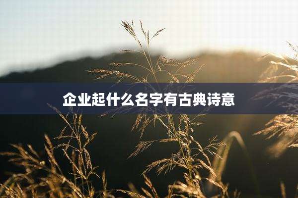 企业起什么名字有古典诗意