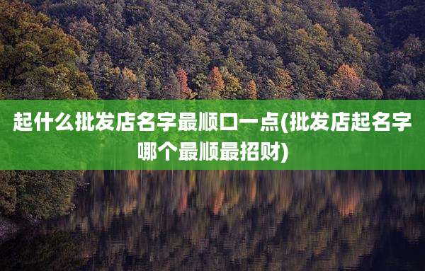 起什么批发店名字最顺口一点(批发店起名字哪个最顺最招财)