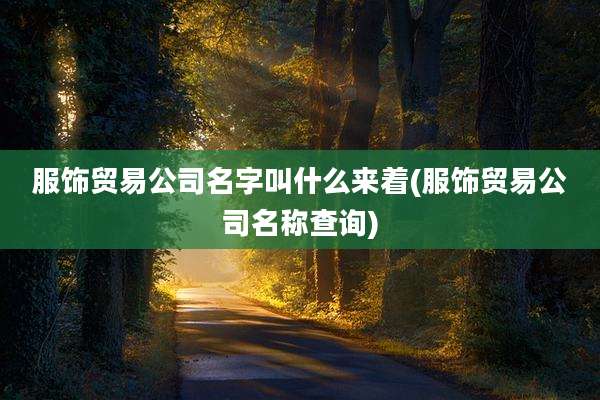 服饰贸易公司名字叫什么来着(服饰贸易公司名称查询)