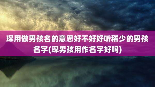 琛用做男孩名的意思好不好好听稀少的男孩名字(琛男孩用作名字好吗)