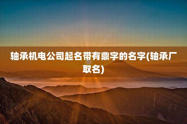 轴承机电公司起名带有鼎字的名字(轴承厂取名)