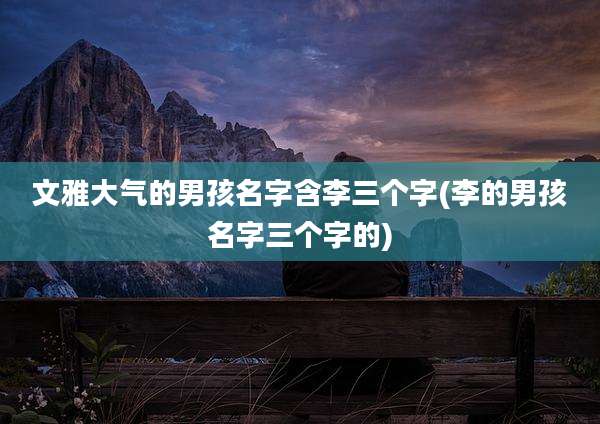 文雅大气的男孩名字含李三个字(李的男孩名字三个字的)