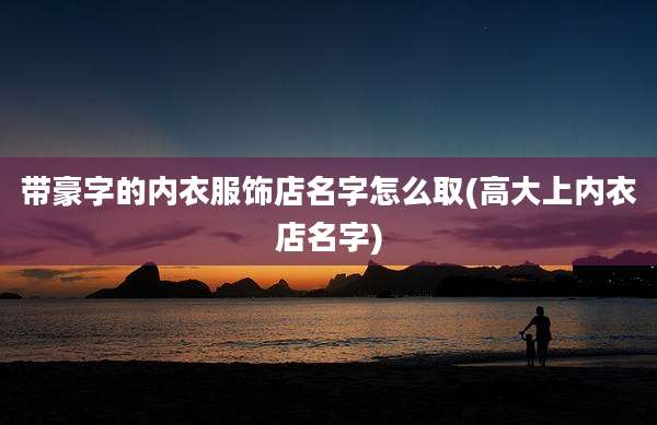 带豪字的内衣服饰店名字怎么取(高大上内衣店名字)