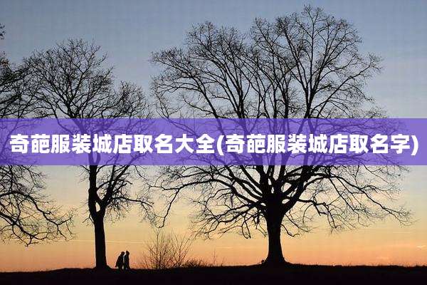 奇葩服装城店取名大全(奇葩服装城店取名字)