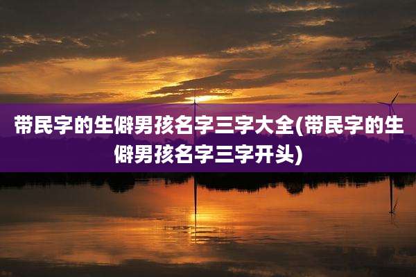 带民字的生僻男孩名字三字大全(带民字的生僻男孩名字三字开头)