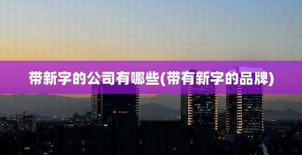 带新字的公司有哪些(带有新字的品牌)