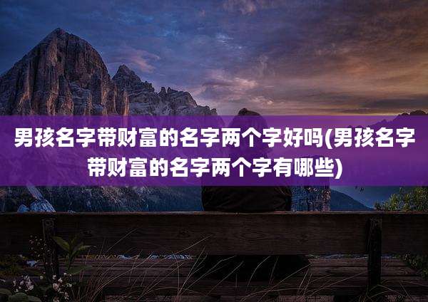 男孩名字带财富的名字两个字好吗(男孩名字带财富的名字两个字有哪些)
