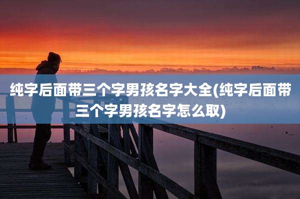 纯字后面带三个字男孩名字大全(纯字后面带三个字男孩名字怎么取)
