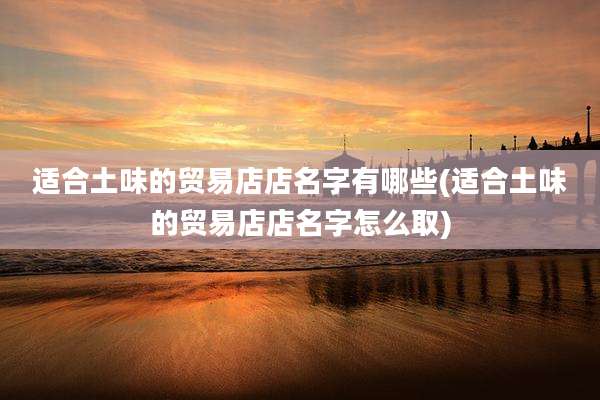 适合土味的贸易店店名字有哪些(适合土味的贸易店店名字怎么取)
