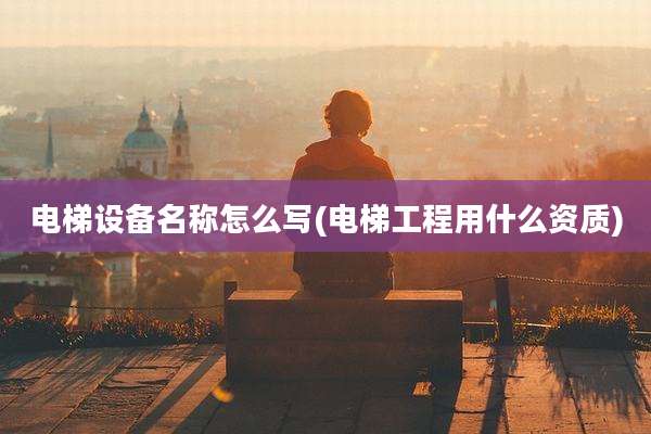 电梯设备名称怎么写(电梯工程用什么资质)