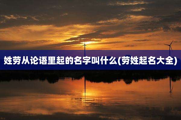 姓劳从论语里起的名字叫什么(劳姓起名大全)