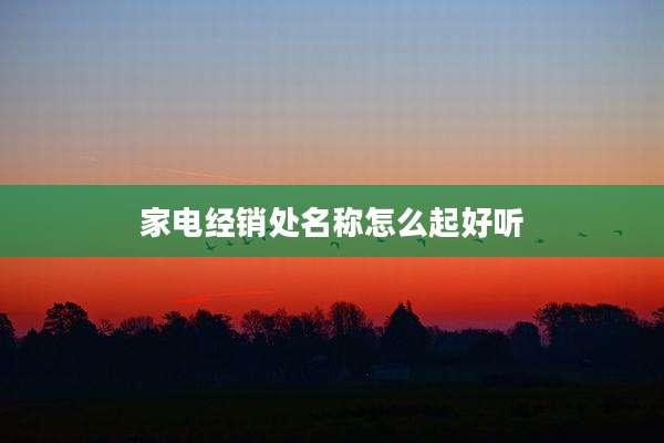家电经销处名称怎么起好听