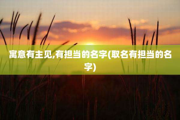 寓意有主见,有担当的名字(取名有担当的名字)