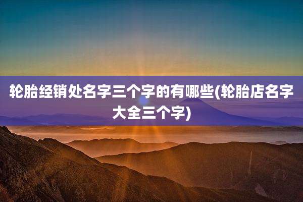 轮胎经销处名字三个字的有哪些(轮胎店名字大全三个字)