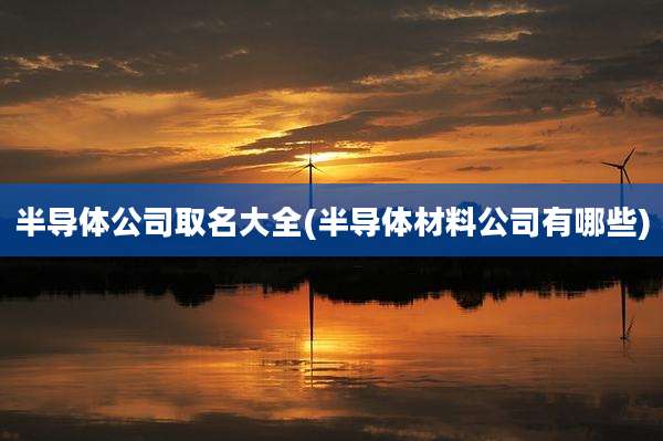 半导体公司取名大全(半导体材料公司有哪些)