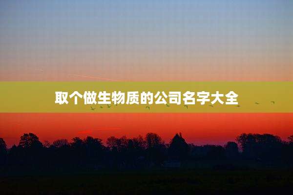 取个做生物质的公司名字大全