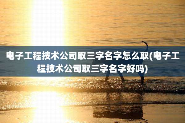 电子工程技术公司取三字名字怎么取(电子工程技术公司取三字名字好吗)