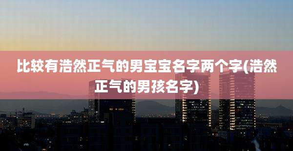 比较有浩然正气的男宝宝名字两个字(浩然正气的男孩名字)