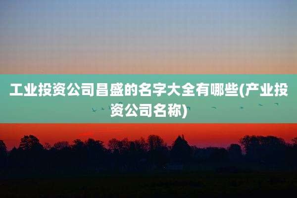 工业投资公司昌盛的名字大全有哪些(产业投资公司名称)
