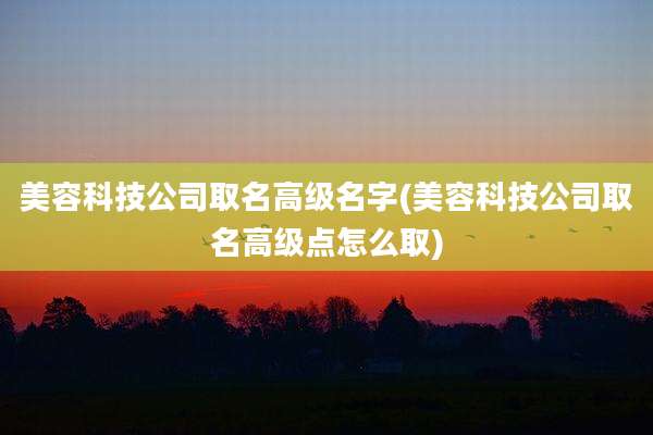 美容科技公司取名高级名字(美容科技公司取名高级点怎么取)