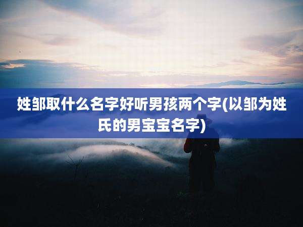 姓邹取什么名字好听男孩两个字(以邹为姓氏的男宝宝名字)