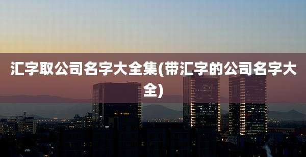 汇字取公司名字大全集(带汇字的公司名字大全)