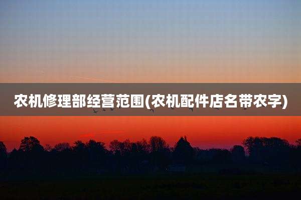 农机修理部经营范围(农机配件店名带农字)
