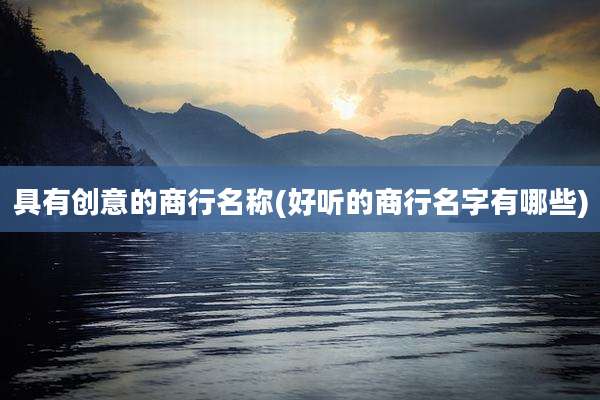具有创意的商行名称(好听的商行名字有哪些)