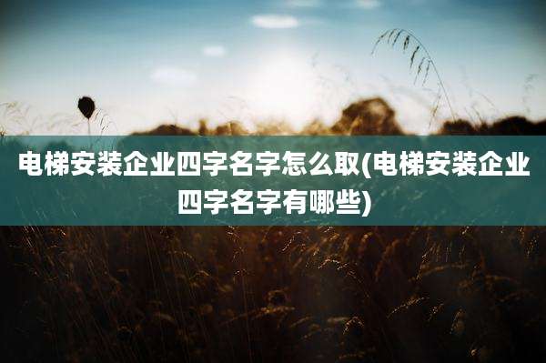 电梯安装企业四字名字怎么取(电梯安装企业四字名字有哪些)