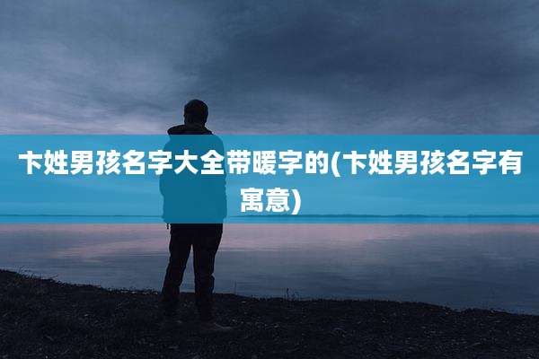卞姓男孩名字大全带暖字的(卞姓男孩名字有寓意)