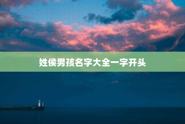 姓侯男孩名字大全一字开头