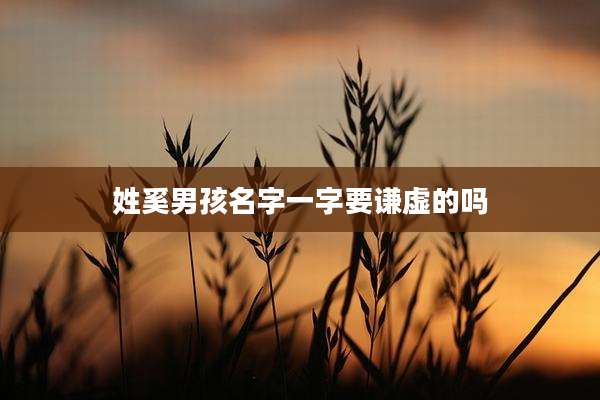 姓奚男孩名字一字要谦虚的吗