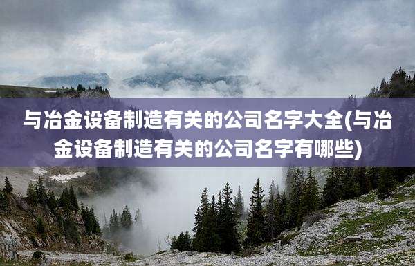 与冶金设备制造有关的公司名字大全(与冶金设备制造有关的公司名字有哪些)