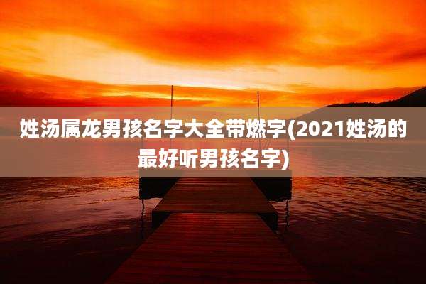 姓汤属龙男孩名字大全带燃字(2021姓汤的最好听男孩名字)