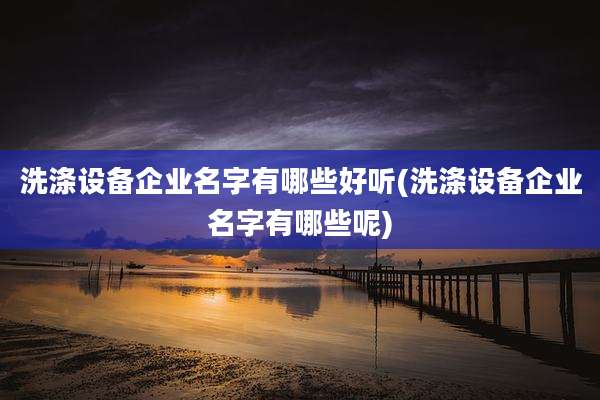 洗涤设备企业名字有哪些好听(洗涤设备企业名字有哪些呢)