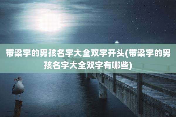 带梁字的男孩名字大全双字开头(带梁字的男孩名字大全双字有哪些)
