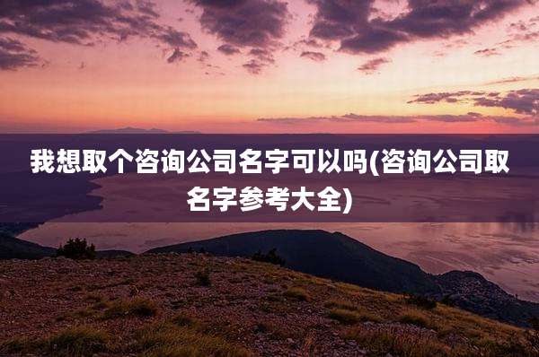 我想取个咨询公司名字可以吗(咨询公司取名字参考大全)
