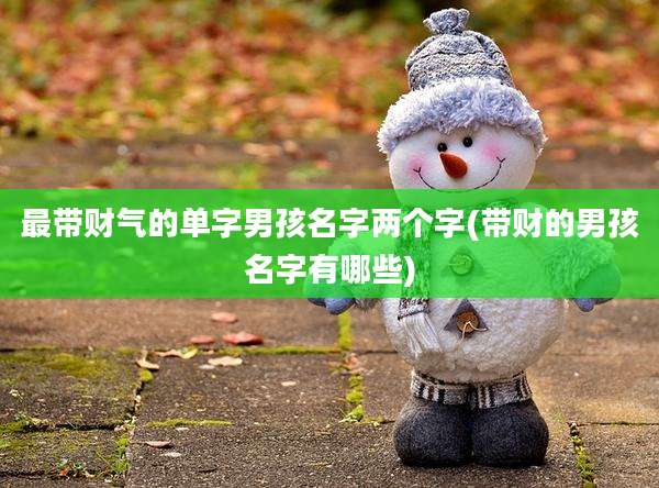 最带财气的单字男孩名字两个字(带财的男孩名字有哪些)