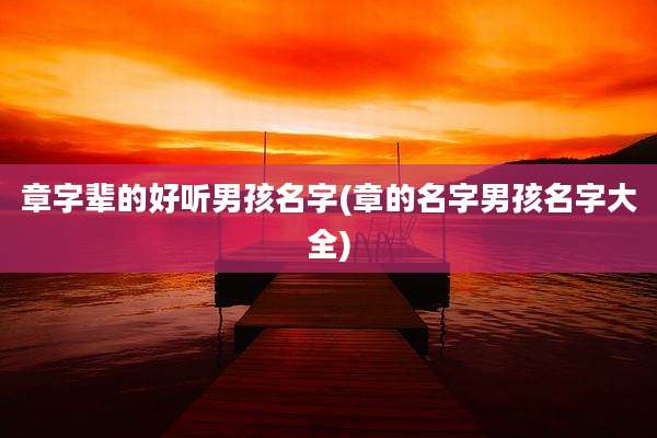 章字辈的好听男孩名字(章的名字男孩名字大全)