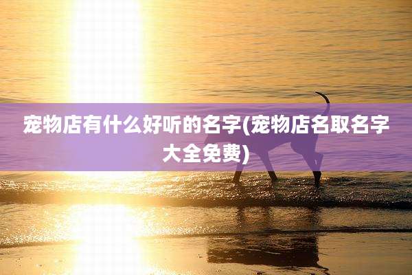 宠物店有什么好听的名字(宠物店名取名字大全免费)