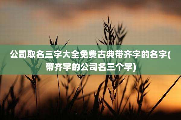 公司取名三字大全免费古典带齐字的名字(带齐字的公司名三个字)