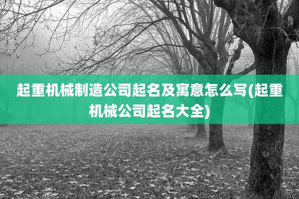 起重机械制造公司起名及寓意怎么写(起重机械公司起名大全)