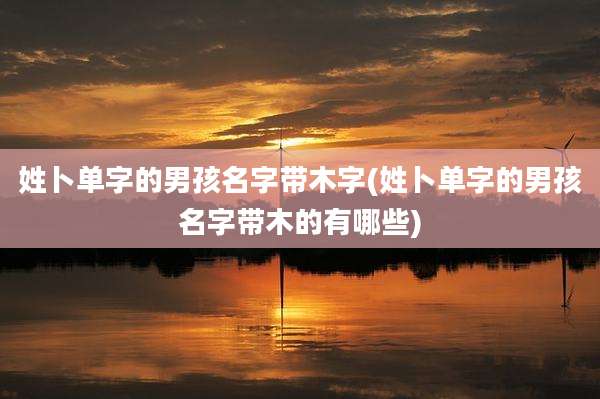 姓卜单字的男孩名字带木字(姓卜单字的男孩名字带木的有哪些)