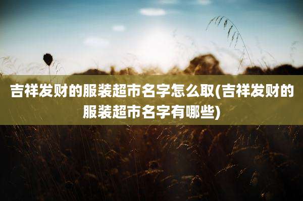 吉祥发财的服装超市名字怎么取(吉祥发财的服装超市名字有哪些)
