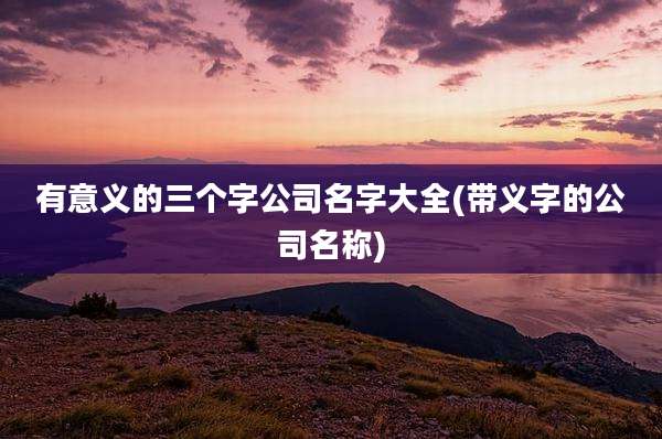 有意义的三个字公司名字大全(带义字的公司名称)