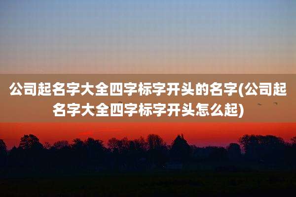 公司起名字大全四字标字开头的名字(公司起名字大全四字标字开头怎么起)